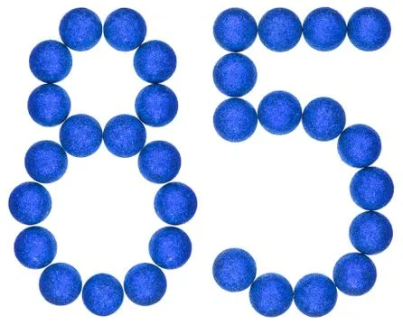 Numeral 85, eighty five, from decorative balls, isolated on white background Stock Photos