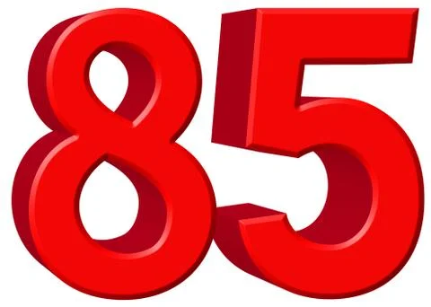 Numeral 85, eighty five isolated on white background, 3d render Stockillustratie