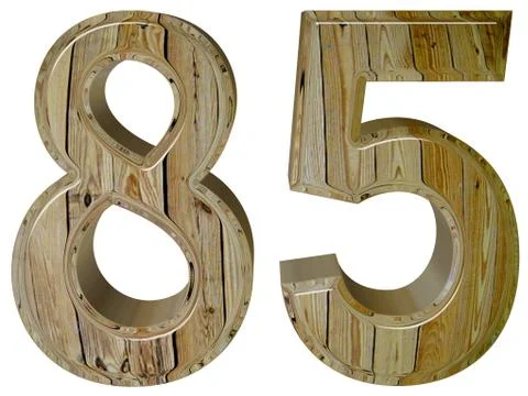 Numeral 85, eighty five isolated on white background, 3d render イラスト素材