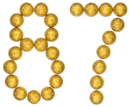 Numeral 87, eighty seven, from decorative balls, isolated on white background Stock Photos