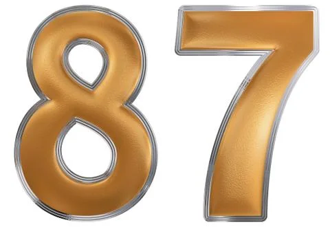 Numeral 87, eighty seven, isolated on white background, 3d render 스톡 일러스트