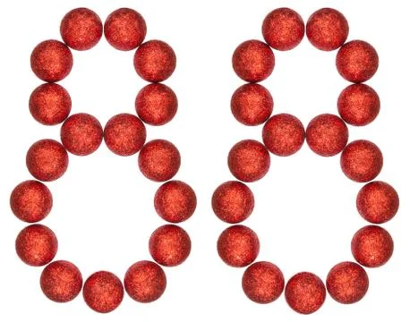 Numeral 88, eighty eight, from decorative balls, isolated on white background Stock Photos