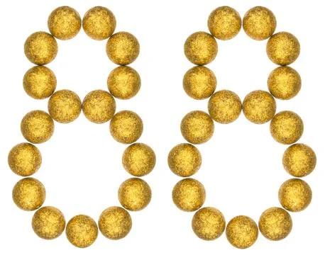 Numeral 88, eighty eight, from decorative balls, isolated on white background Foto stock