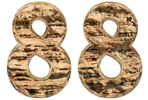 Numeral 88, eighty eight, isolated on white, natural limestone, 3d illustrati Stock Illustration
