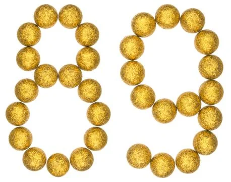 Numeral 89, eighty nine, from decorative balls, isolated on white background Stock Photos