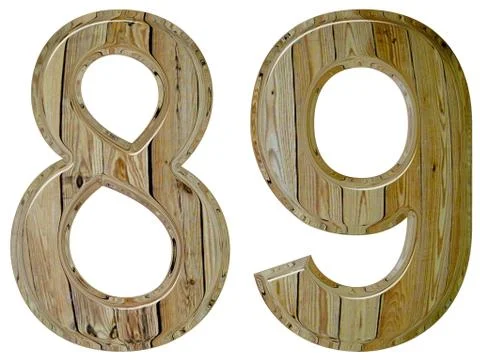 Numeral 89, eighty nine, isolated on white background, 3d render 스톡 일러스트