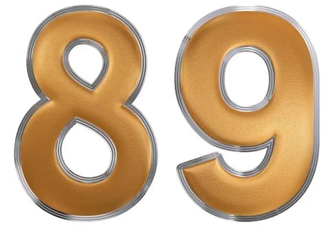 Numeral 89, eighty nine, isolated on white background, 3d render 스톡 일러스트
