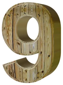 Numeral 9, nine, isolated on white background, 3d render Stock Illustration