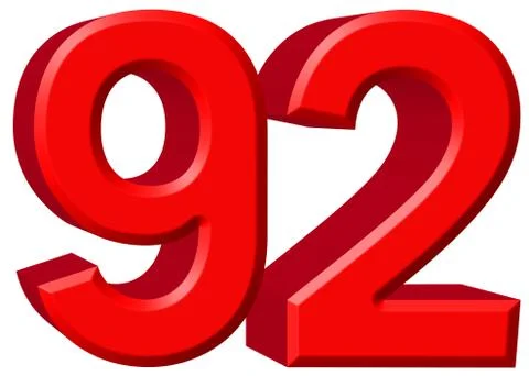 Numeral 92, ninety two, isolated on white background, 3d render 스톡 일러스트