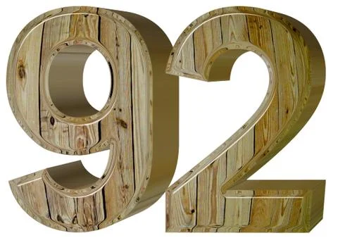Numeral 92, ninety two, isolated on white background, 3d render Stockillustratie