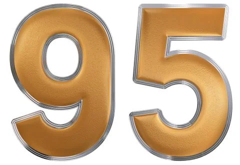 Numeral 95, ninety five, isolated on white background, 3d render Illustrazione stock
