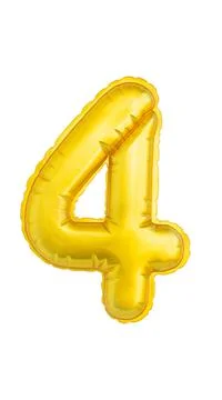 Numeral four yellow soft to the touch isolated on white background Stock Photos