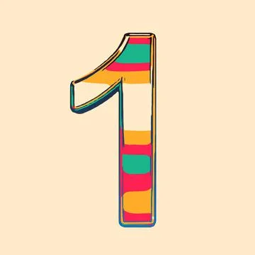 Numeral one 1 colored colorful illustration Stock Photos