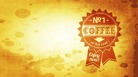 Numeral one coffee stack award from coffee shop on the road with old-fashioned Video stock 130928405