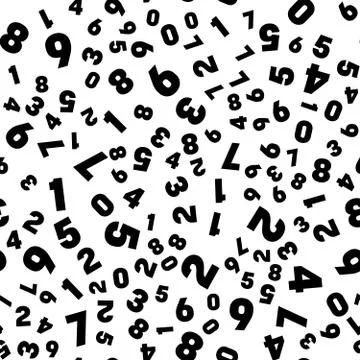 Numeral seamless pattern background. Black numbers mosaic. Vector wallpaper Stock Illustration