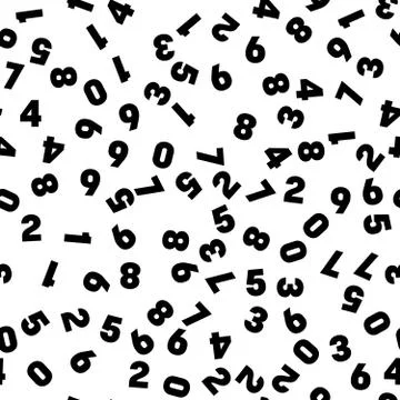 Numeral seamless pattern background. Black numbers mosaic. Vector wallpaper Stock Illustration