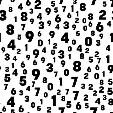 Numeral seamless pattern background. Black numbers mosaic. Vector wallpaper Stock Illustration