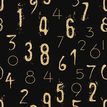 Numeral seamless pattern with glitter sparkle surface Illustrazione stock