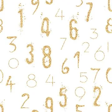 Numeral seamless pattern with glitter sparkle surface Stock Illustration