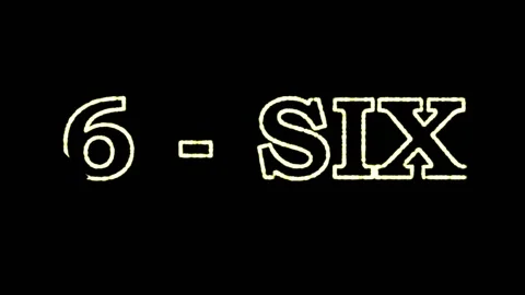 Numeral "six". We learn to count from 1 to 10. Learning English language. Video stock 146686215