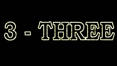 Numeral "three". We learn to count from 1 to 10. Learning English language. Video stock 146686211