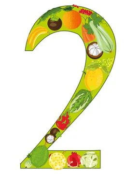 Numeral two decorative from fruit and vegetables Stock Illustration