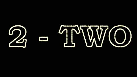 Numeral "two". We learn to count from 1 to 10. Learning English language. Video stock 146686208
