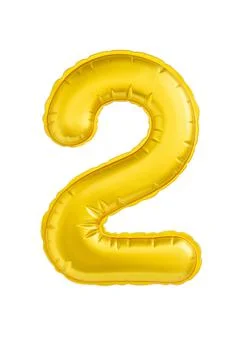 Numeral two yellow soft to the touch isolated on white background Stock Photos