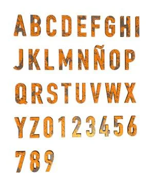 Numerals and alphabet on white background Stock Illustration