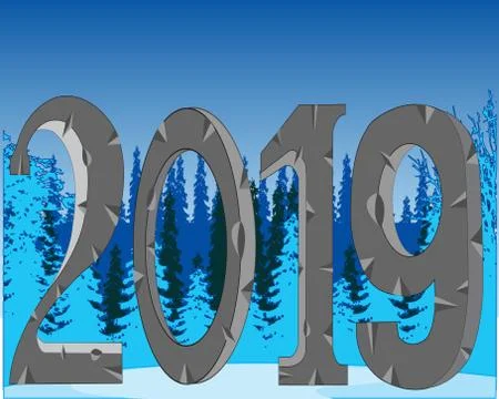 Numerals approaching new year on background winter wood Stock Illustration