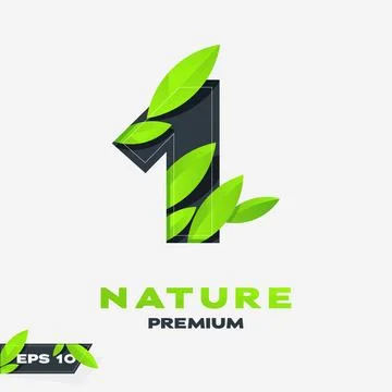 Numeric 1 Nature Leaves Logo Stock Illustration