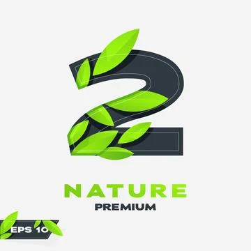 Numeric 2 Nature Leaves Logo Illustrazione stock
