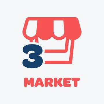 Numeric 3 Market Logo Stock Illustration