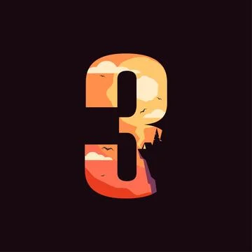 Numeric 3 Outdoor Logo Stock Illustration