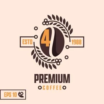 Numeric 4 Coffee Logo Stock Illustration