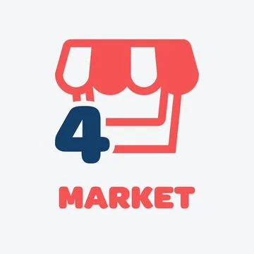 Numeric 4 Market Logo Stock Illustration