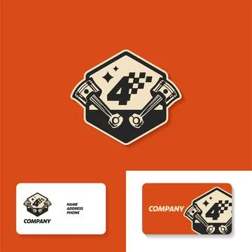 Numeric 4 Race Garage Logo Stock Illustration