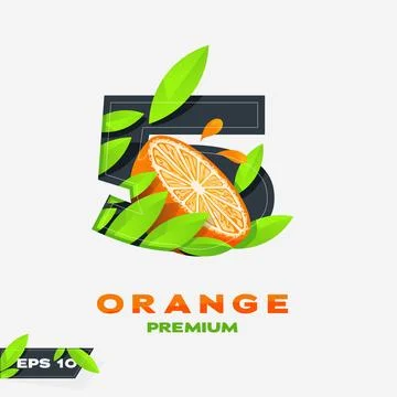Numeric 5 Orange Fruit Edition Stock Illustration