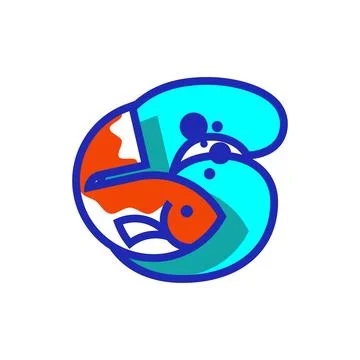Numeric 6 Fish Logo Stock Illustration
