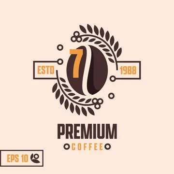 Numeric 7 Coffee Logo Stock Illustration