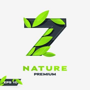 Numeric 7 Nature Leaves Logo Stock Illustration