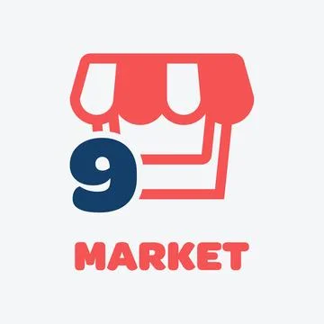 Numeric 9 Market Logo Stock Illustration
