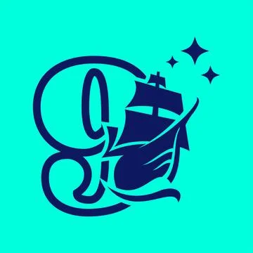 Numeric 9 Old Sail Boat Logo Stock Illustration