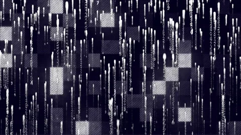 Numeric code lines cascading over dark checkered background, in animated Stock Footage 309342367