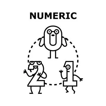 Numeric concept with friendly cartoon character numbers 스톡 일러스트