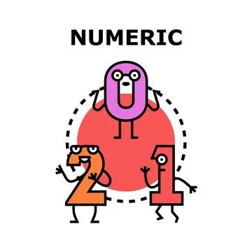 Numeric concept with friendly cartoon character numbers 스톡 일러스트