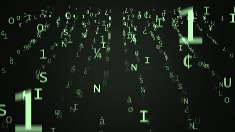 Numeric Digital Code Cryptic Symbols Floating In Virtual Matrix 库存影片 302892303