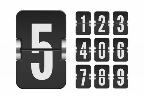 Numeric flip scoreboard set for black countdown timer or web page watch or Stock Illustration