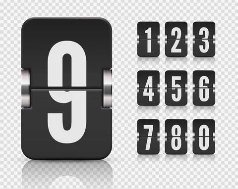 Numeric flip scoreboard set with reflection for dark countdown timer or web page Stock-Illustration