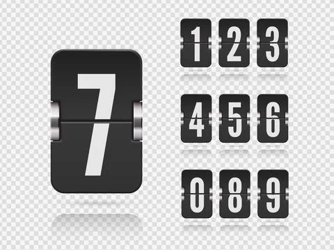 Numeric floating flip scoreboard set with reflections for dark Vector countdown 스톡 일러스트